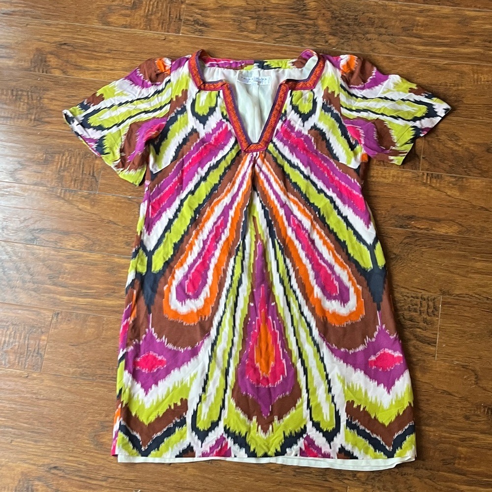 Trina‎ Turk Multicolor Patterned Dress, 100% silk